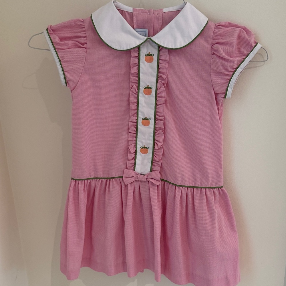 Little English Pink Pumpkin Dress with White Collar